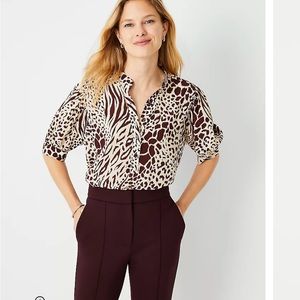 Petite Mixed Animal Print Half Placket Top SOLD OUT